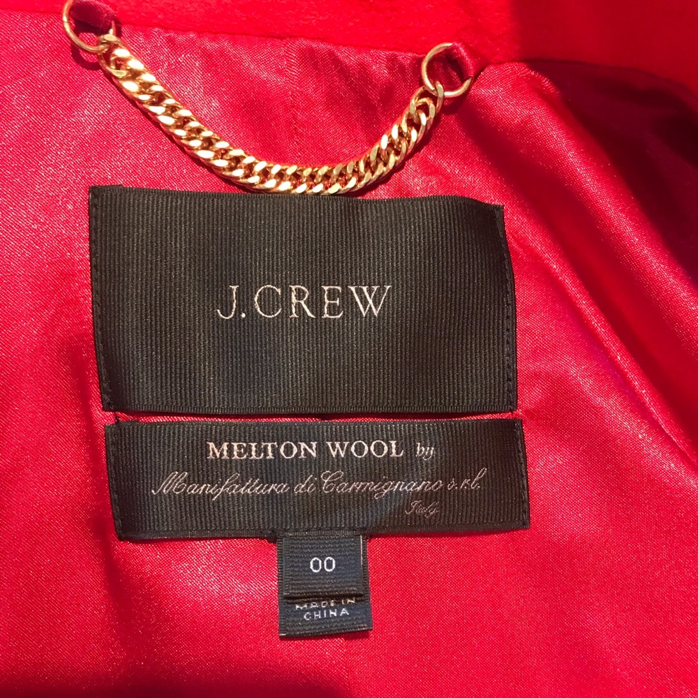 J Crew Melton Wool Red Women's Coat Size 00 - Picture 5 of 8